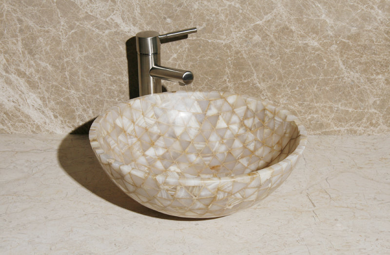 L-VMR-T-16W Stone Circular Vessel Bathroom Sink