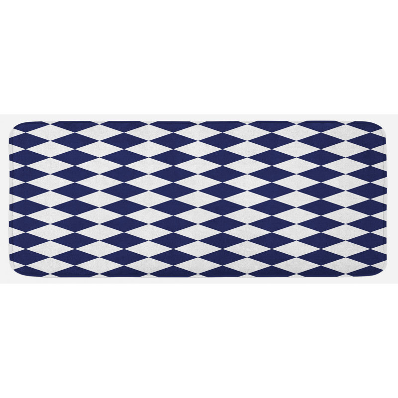 East Urban Home Half Triangles Diamond Shapes Retro Navy Inspired