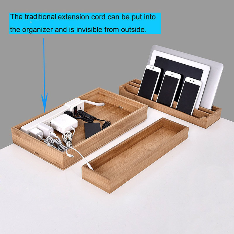 Rebrilliant 3 Piece EcoFriendly Bamboo Multi Device Organizer Charging