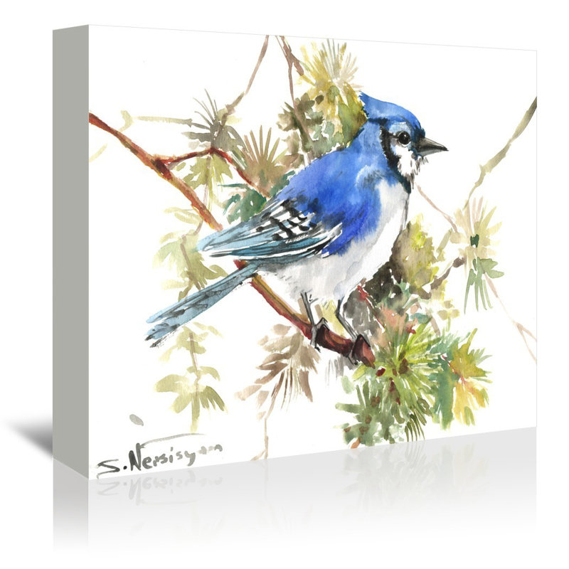 East Urban Home Blue Jay 7 Painting Print On Gallery Wrapped
