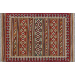 One-of-a-Kind Cortez Hand-Woven Geometric Rust Area Rug