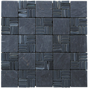 Natural Slate Tile Wayfair Landscape Wonder Alternate 2 X Natural Stone Mosaic Tile In Black Slate