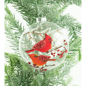 Glass Cardinal Ball Ornament (Set of 2)