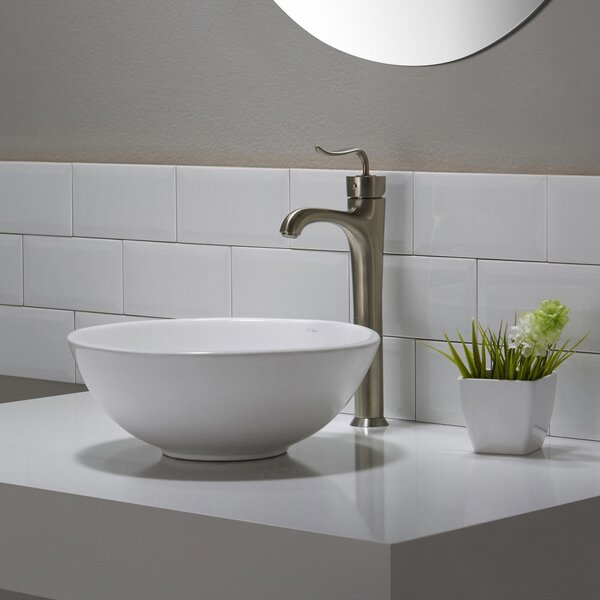 Elavo Ceramic Circular Vessel Bathroom Sink by Kraus