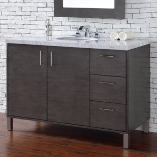48 Inch Vanity With Quartz Top Wayfair Elbridge 48 Single Silver Oak Quartz Top Bathroom Vanity Set