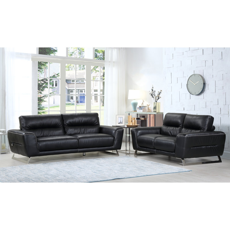 Orren Ellis Hawkesbury Common Luxury Leather 2 Piece ...