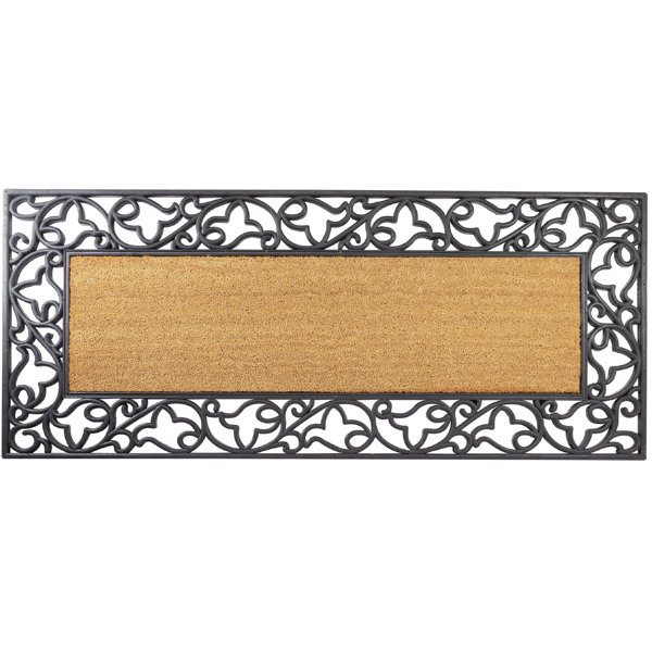 Fleur De Lis Living Rodden Floral Wrought Iron Rubber With Plain