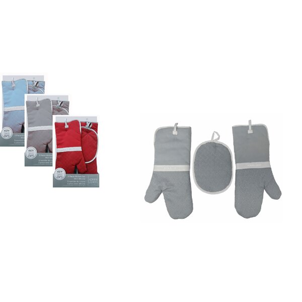 Oven Mitts and Pot Holder 3 Piece Set by Linen Depot Direct