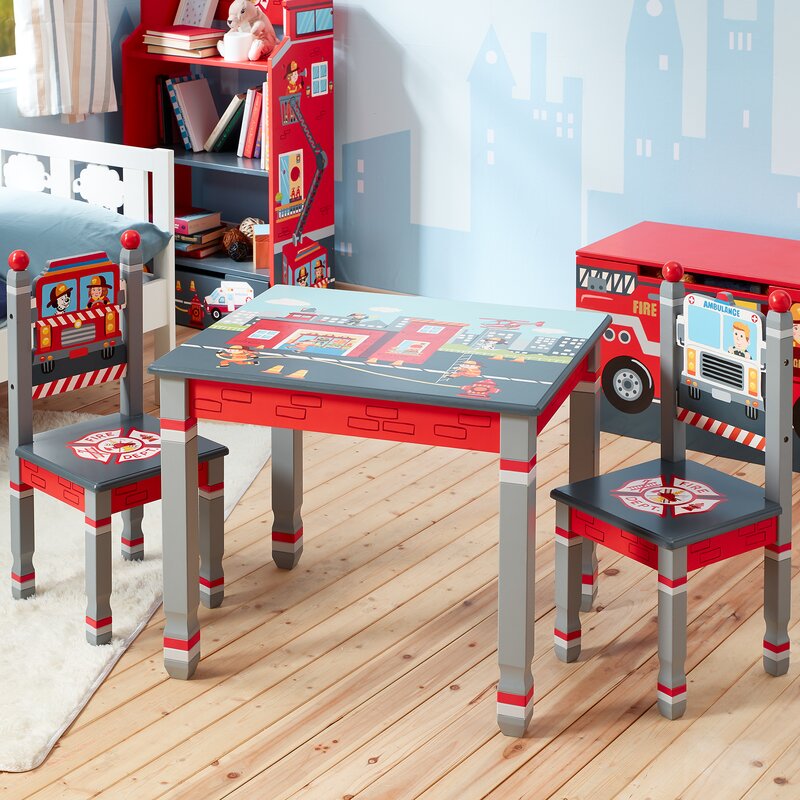 Fantasy Fields Little Fire Fighters Kids 3 Piece Writing Table And