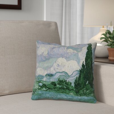 Meredosia Wheat Field with Cypresses 100% Cotton Pillow Cover Red Barrel Studio® Color: Green/Blue, Size: 18