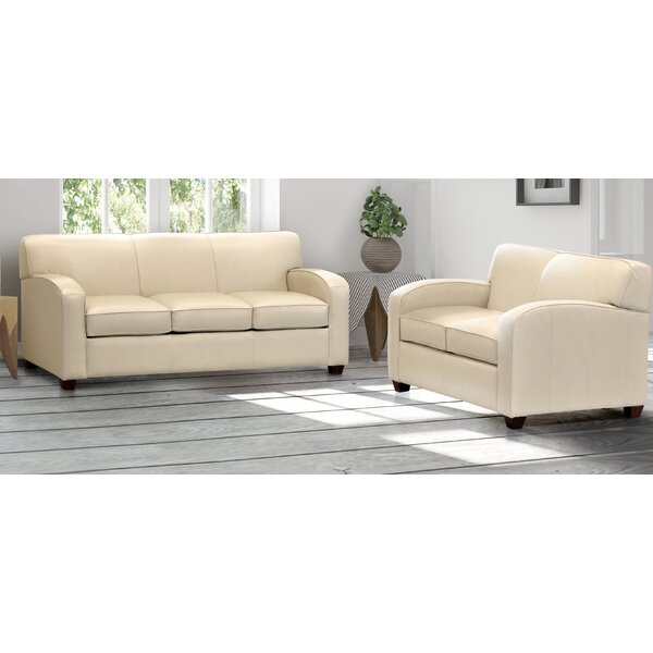 Made In Usa Rossleigh Cream Top Grain Leather Sofa Bed And Loveseat By Ebern Designs