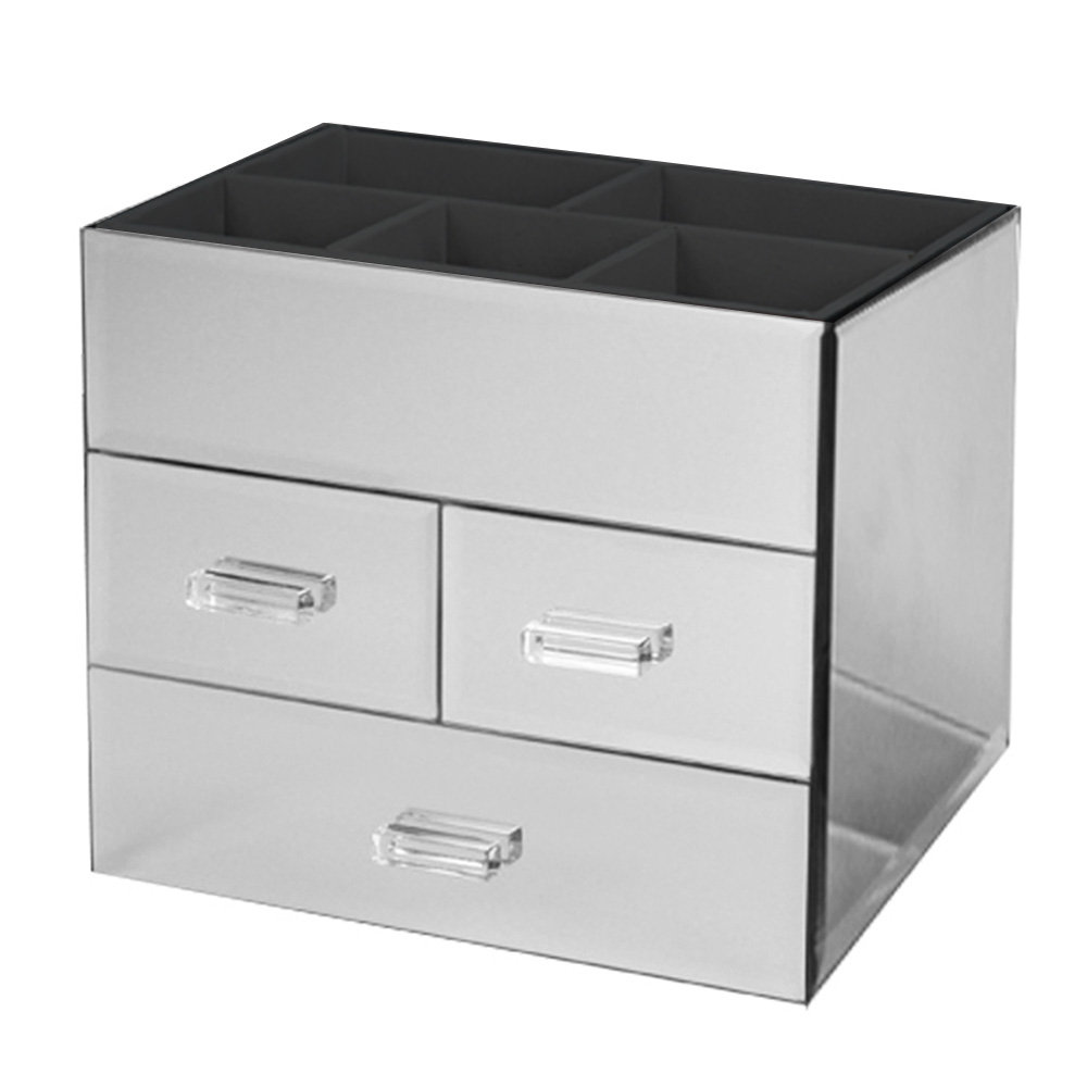 Vandue Corporation Miro 3 Drawer Tiered A Mirrored Glass Makeup