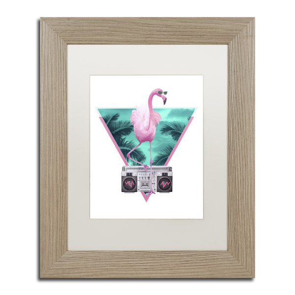 Trademark Art Miami Flamingo Matted Framed Painting Print On