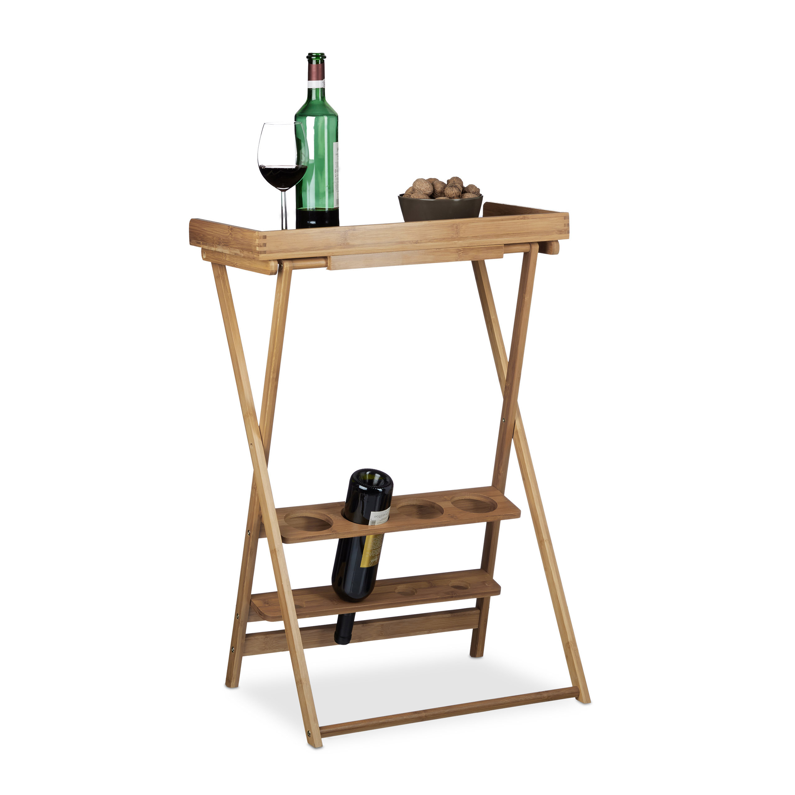 Relaxdays 4 Bottles Tabletop Wine Rack With Glass Holder Wayfair
