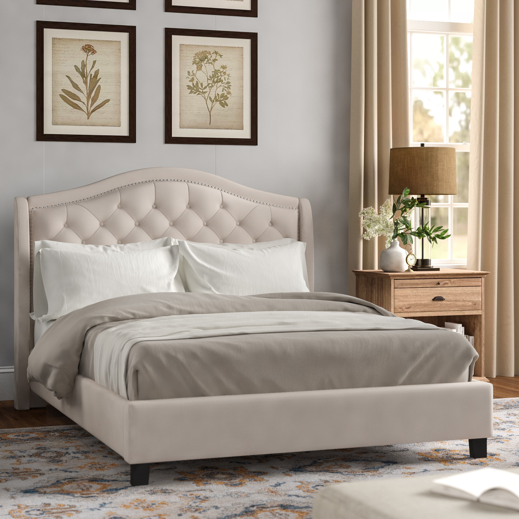 Three Posts Laron Queen Upholstered Low Profile Platform Bed Three Posts Laron Queen Upholstered Low