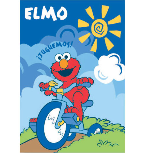 Royal Plush Extra Heavy Elmo Riding a Tricycle Blanket by Ben and Jonah