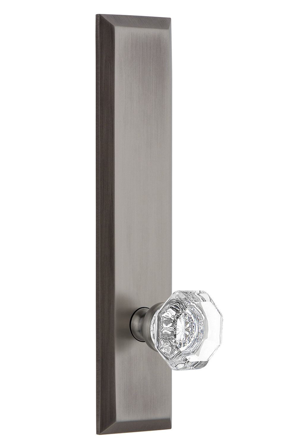 Crystal Chambord Privacy Door Knob With Fifth Avenue Long Plate