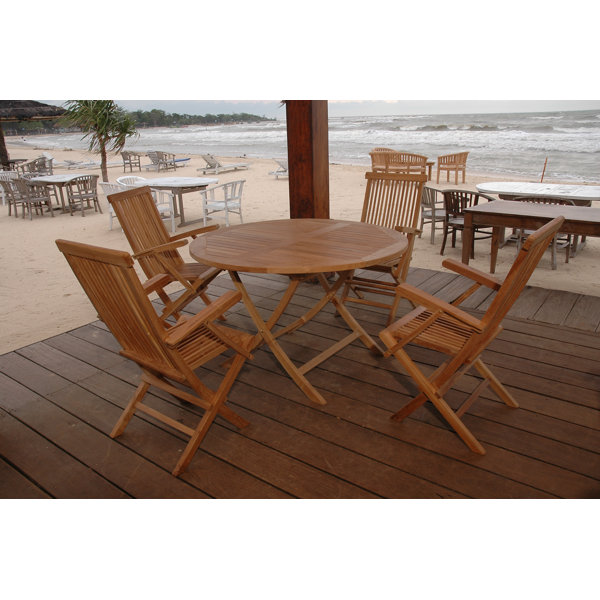 Farnam 5 Piece Teak Dining Set by Rosecliff Heights