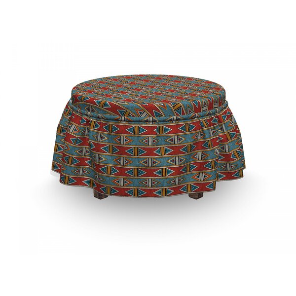 African Rhombus Tribal 2 Piece Box Cushion Ottoman Slipcover Set By East Urban Home