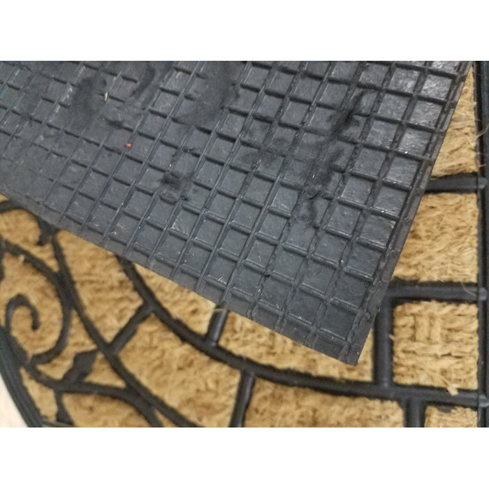 Sheltered Half Round Harry Braided Coir Coco Rubber 24 In X 16 In Outdoor Door Mat