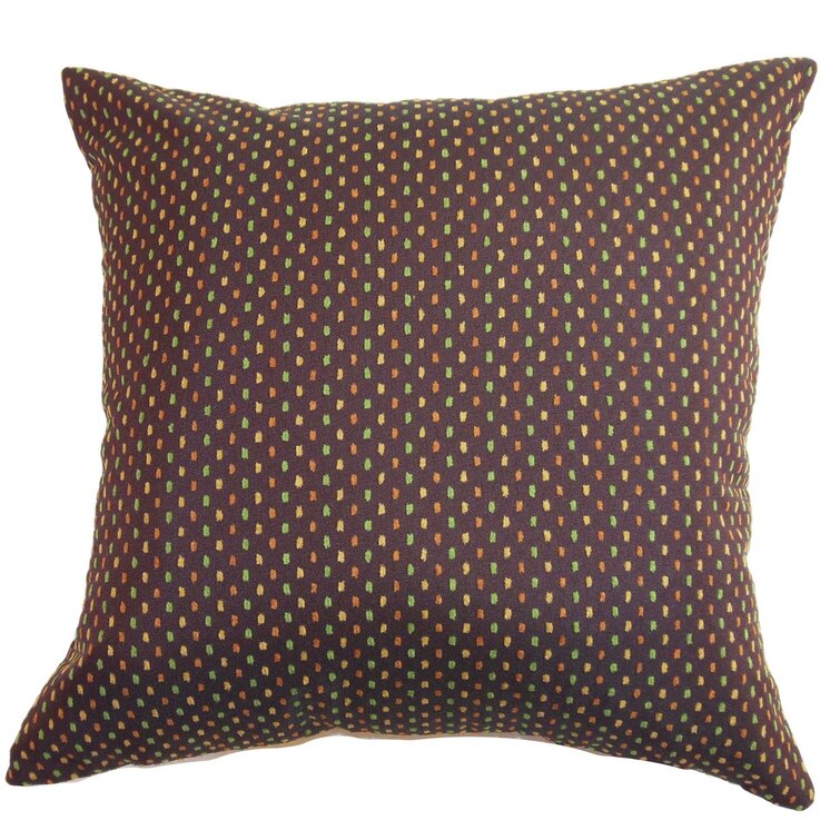 2 Piece Brown The Pillow Collection Set of 2 18 x 18 Down Filled Landon Dots Throw Pillows 