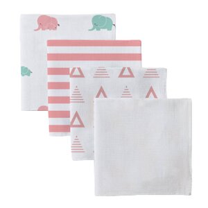 4 Piece Elephants Swaddle Set