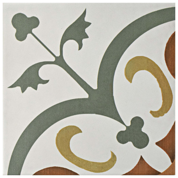 Revive 7.75 x 7.75 Ceramic Field Tile in Sage Green and Off-White by EliteTile
