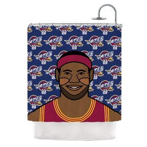 Lebron James by Will Wild Basketball Shower Curtain