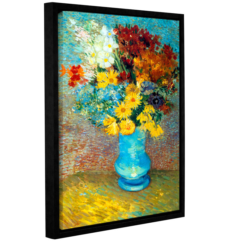 ArtWall Flowers In Blue Vase by Vincent Van Gogh Framed ...