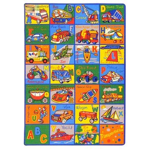 Kids Transportation Blue/Orange Area Rug