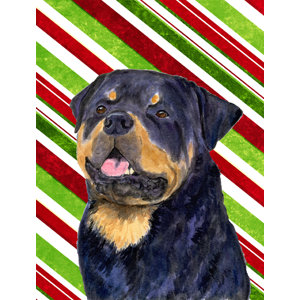 Rottweiler Candy Cane Holiday Christmas 2-Sided Garden Flag
