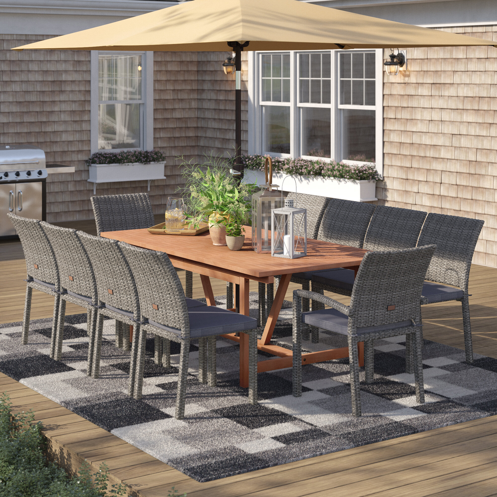 Sol 72 Outdoor Brighton 11 Piece Dining Set With Cushions Wayfair