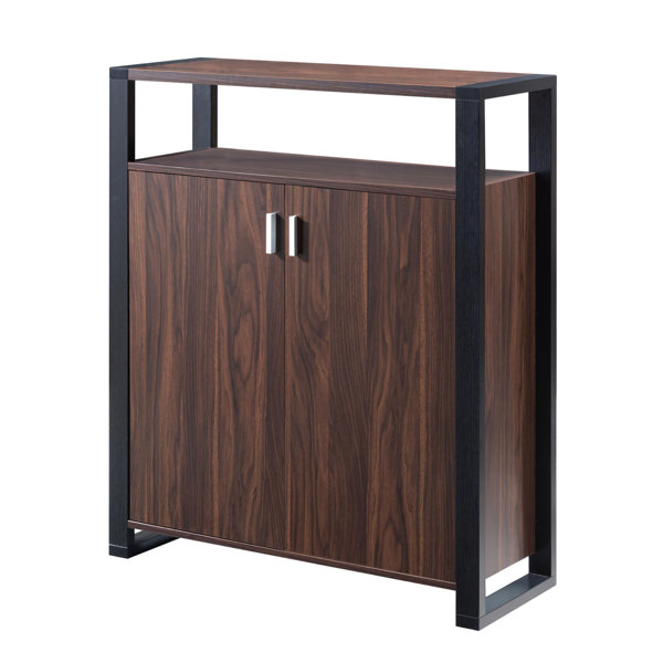 Brayden Studio 2 Door Wooden 15 Pair Shoe Storage Cabinet ...