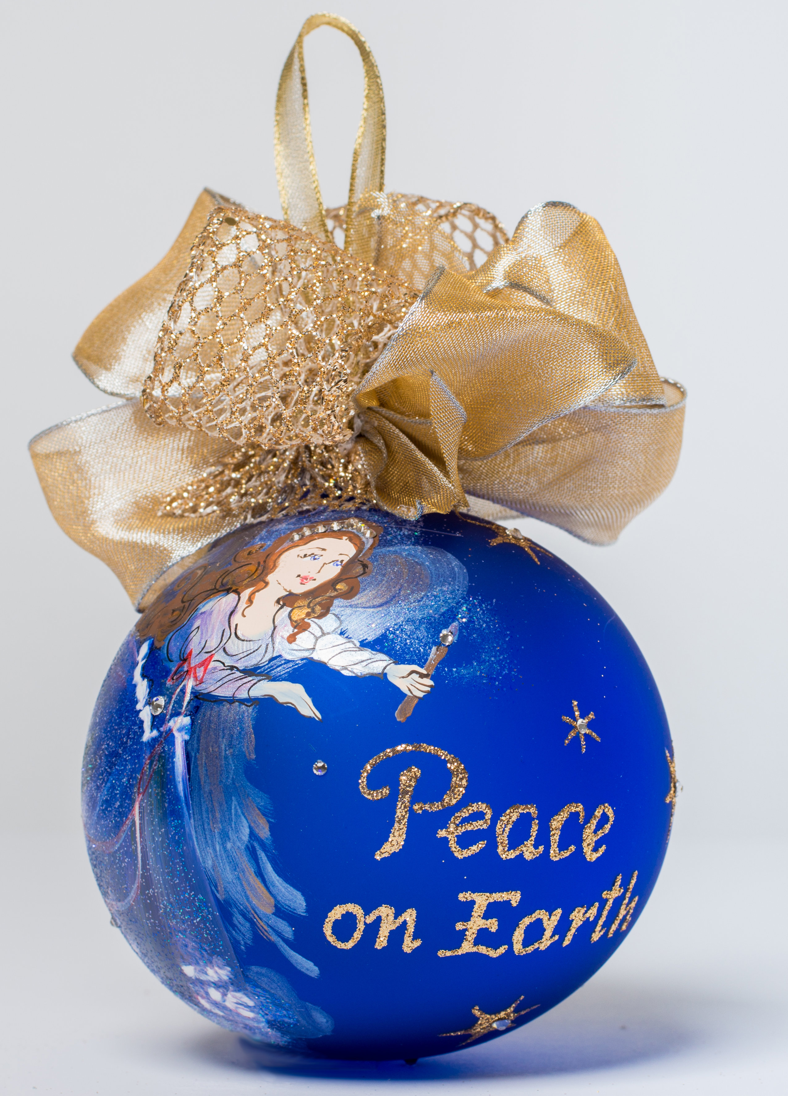 Glass Peace Doves Christmas Bauble Personalised Hand Painted Decoration