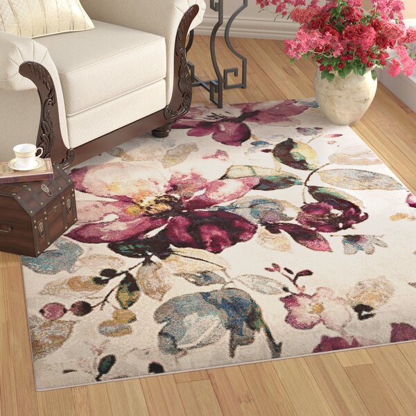 Mcpeters Floral Garden Ivory/Purple Area Rug by Winston Porter