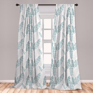 Ambesonne Teal And White Curtains Pastel Colored Grunge Looking Feathers Flying Bohemian Ethnic Window Treatments 2 Panel Set For Living Room