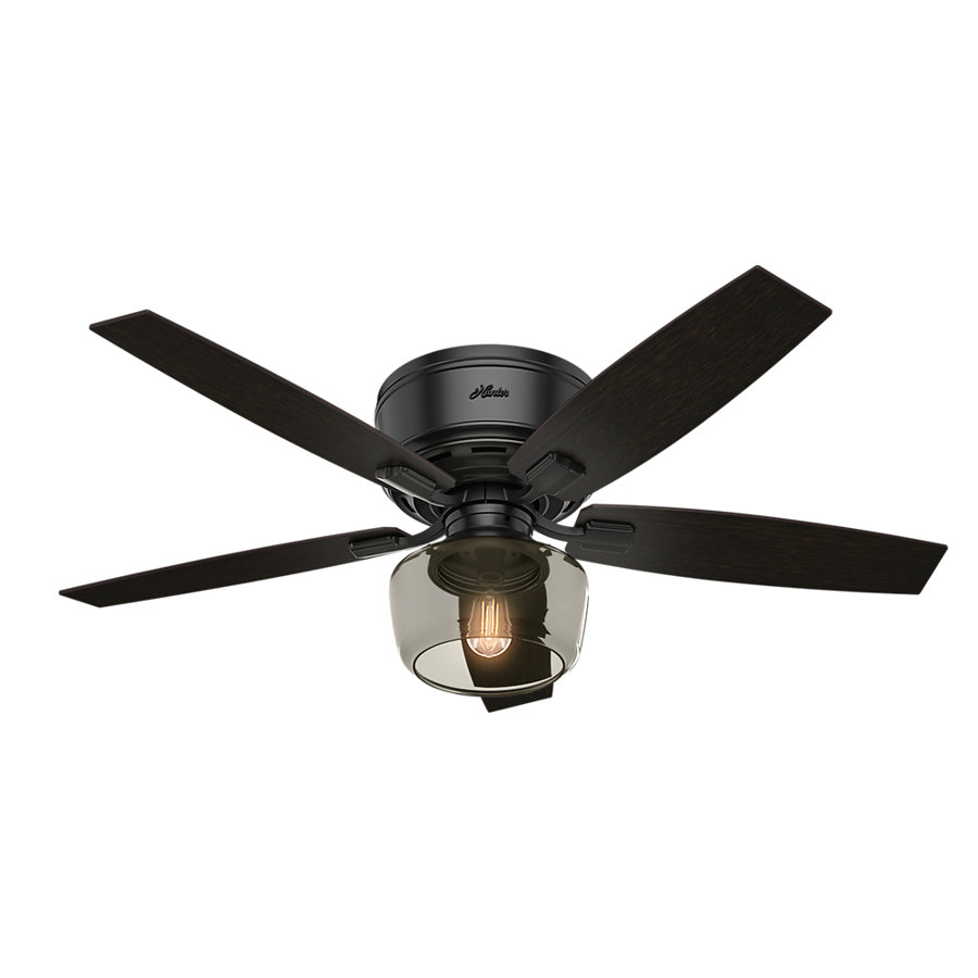 52" Bennett 5 - Blade Flush Mount Ceiling Fan with Light Kit Included