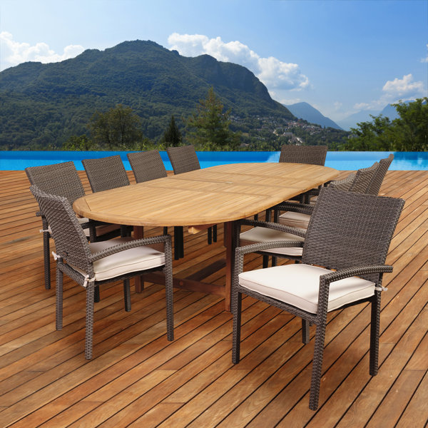 New Design Kelemen 11 Piece Teak Dining Set With Cushions By Beachcrest Home Coupon