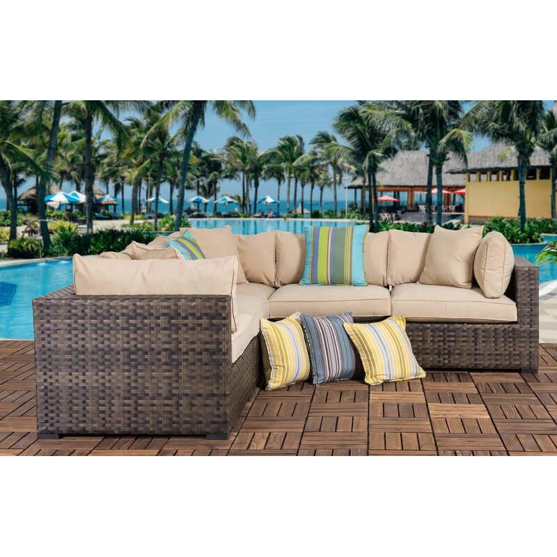 Bayou Breeze Harrison Outdoor 5 Piece Wicker Sectional Seating