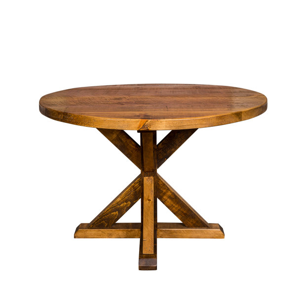 Mill and Foundry Round Trestle Farm Solid Wood Dining Table by Napa East Collection Napa East Collection