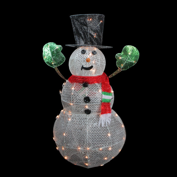 3-D Lighted Glittering Mesh Winter Snowman Christmas Yard Art Decoration by Northlight Seasonal