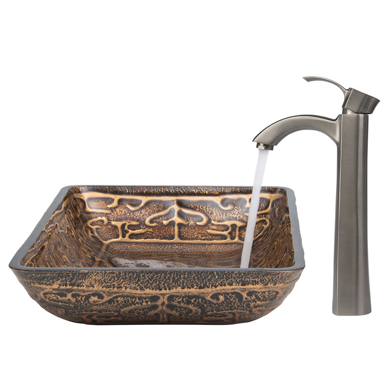 VIGO Greek Glass Rectangular Vessel Bathroom Sink with Faucet & Reviews
