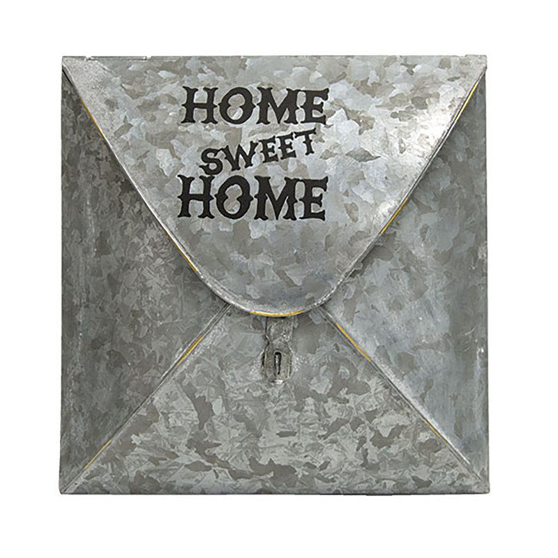 Gracie Oaks Home Sweet Home Galvanized Envelope Post Box Wall
