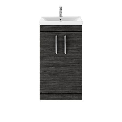 Vasari Vista Hacienda Black Door Floor Standing Vanity Unit & Mid Edge Basin - 500mm Width
