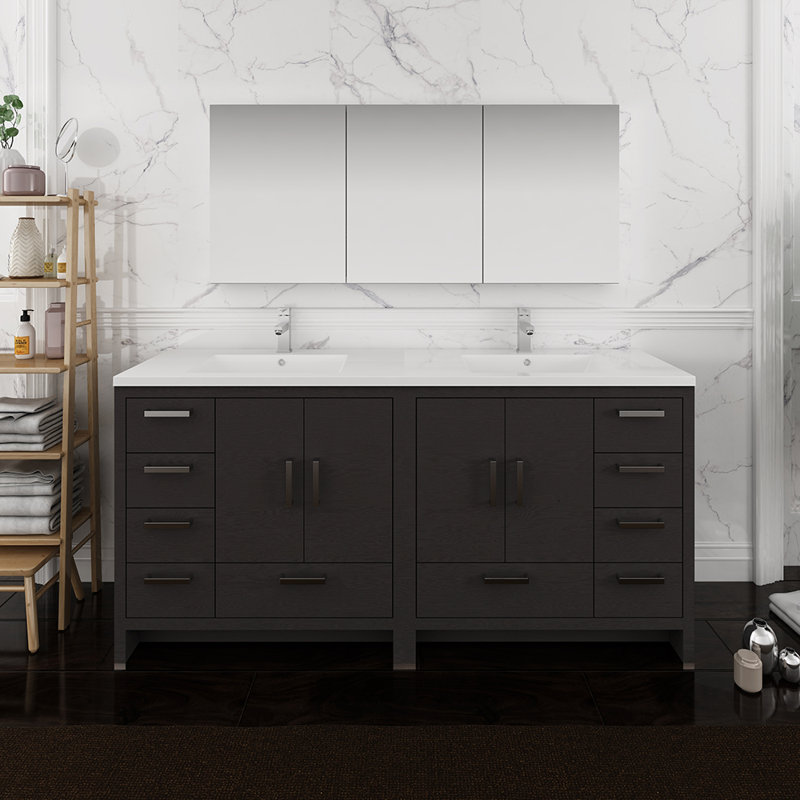 Fresca Senza Tuscany 71" Double Bathroom Vanity Set with ...