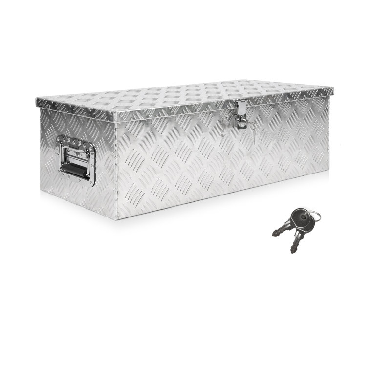 Black 30 Aluminum Diamond Plate Tool Box Pick Up Truck Bed Storage Chest Box RV Trailer Organizer Lock W/Key Black 30 Aluminum Diamond Plate Tool Box Pick Up Truck Bed Storage Chest Box RV Trailer Organizer Lock W/Key