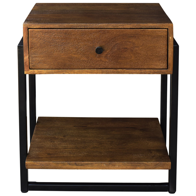 Union Rustic Lowe Solid Mango Wood And Metal End Table Wayfair Lowe Solid Mango Wood And Metal End Table