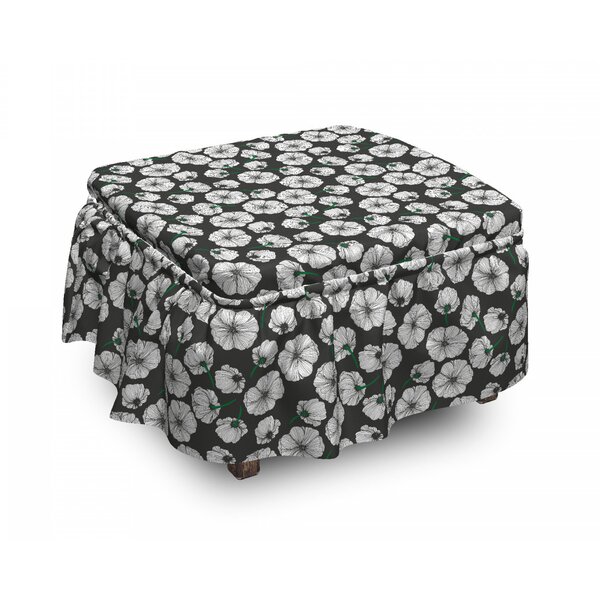 Hatched Sketch Flowers Ottoman Slipcover (Set Of 2) By East Urban Home