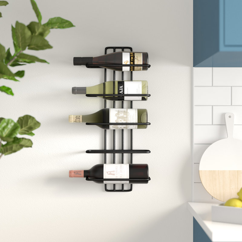 Zipcode Design Williamstown 5 Bottle Wall Mounted Wine Bottle Rack Reviews Wayfair Wall mount metal wine rack storage shelf glass holder hanging home kitchen decor.