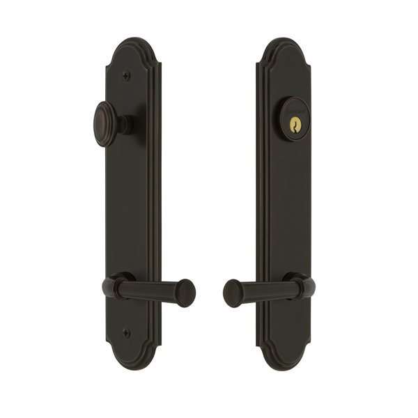 Arc Tall Plate Single Cylinder One Piece Knobset with Georgetown Lever by Grandeur